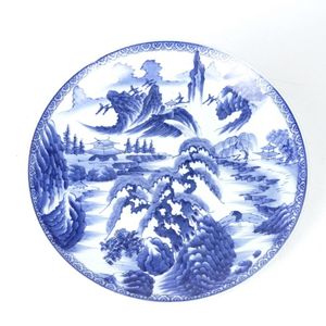 Japanese Blue and White Mountain Landscape Charger - Ceramics ...