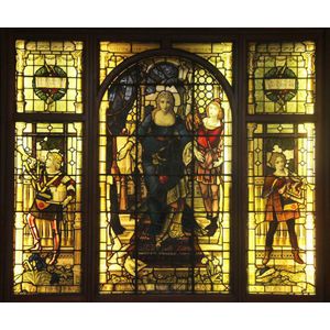 A fine English 19th century stained and leaded glass welcome…