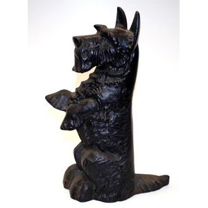 Vintage terrier dog cast iron door stopper height 38 cm.
