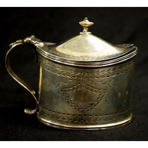 George III sterling silver bright cut mustard pot hallmarked ...