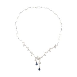 9ct Yellow Gold Marquise Sapphire and Link Necklet 16.5