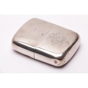 An English sterling silver spirit flask, monogrammed 'Salus in&hellip;