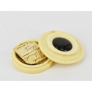 A Victorian carved ivory trinket box, mounted with onyx,…