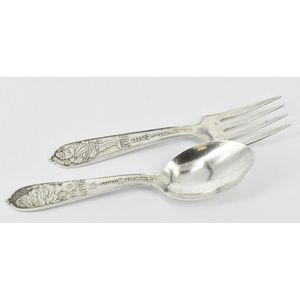 An American sterling silver Infant set, comprising fork and…
