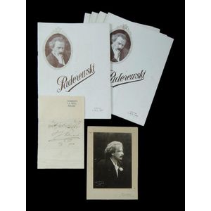 Ignace Jan Padererwski ephemera. Portrait photograph (14 x 10…