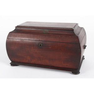 Victorian tea caddy, of rectangular baluster form, opening to…