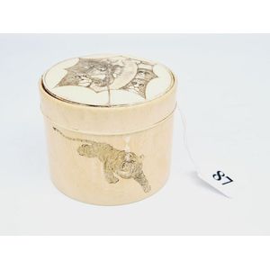 Edwardian Icory trinket box, carved African scene lidded box,…
