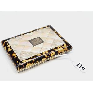 Edwardian tortoiseshell shell card case, decorated with mother…