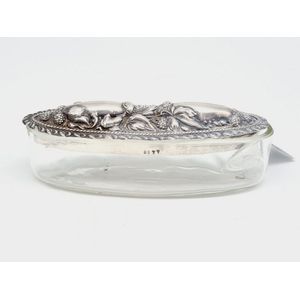 Dressing table jar, with sterling silver embossed lid,…