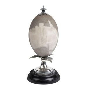 An Australian carved emu egg with lyrebird and Australian map…