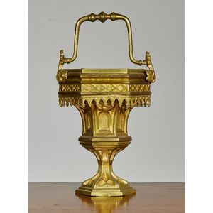 A Gothic revival gilt metal aspersorium, and an associated…