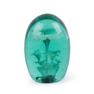 An unusual antique English glass dump doorstop with silver foil…
