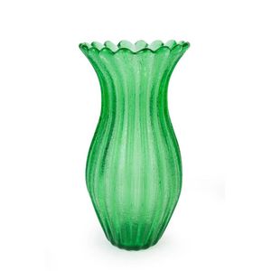 Archimede Seguso, Corroso, green glass vase, with original foil…