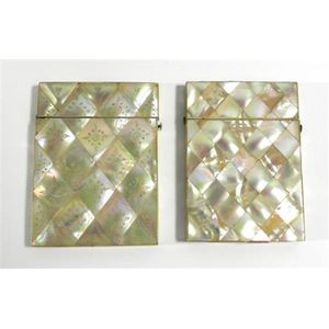 Two Victorian mother of pearl calling card cases, one with…