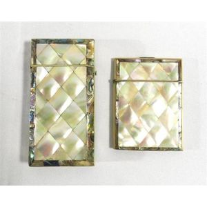 Two Victorian mother of pearl & paua shell calling card cases,…