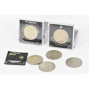 Twelve Great Britain Crown-Size coins, including five Silver…
