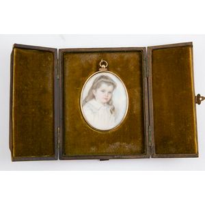 Early 20th century portrait miniature, young girl signed E…