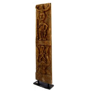 An old Borneo Dayak tall carved panel, dominated with two&hellip;