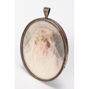 Sterling silver and ivory portrait miniature, hand painted with…