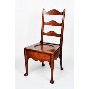 Vintage Wooden Commode Chair  - Vintage Commode Chamber Pot Chair Wooden Wood Box Seat With Lid And Handle.