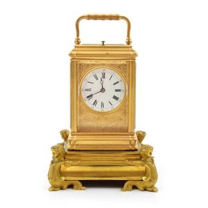 Gilded French Carriage Clock On Stand - Clocks - Carriage - Horology 