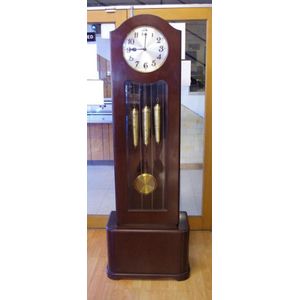 Art deco German grandfather clock with 3 train movement…