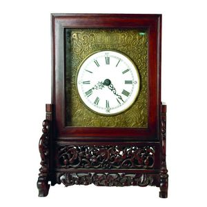 Wooden Carved Satin Mahogany Napoleon Mantel Clock Roman Dial Gold Bezel 24x40cm for sale online 