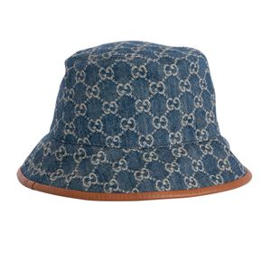 Gucci, bucket hat, styled in logo weave blue denim with brown&hellip;