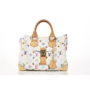 LV Speedy 30 Takashi Murakami White Multi Monogram Bag - Luggage