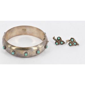 A two pieces jewellery set, comprising a Mexican sterling…
