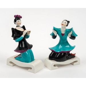 Royal Worcester pair of English porcelain chinoiserie figures,&hellip;