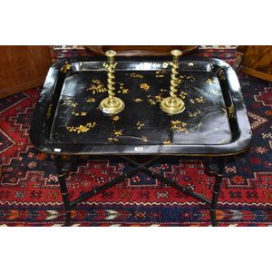Late 19th century Chinoiserie black lacquered papier mache…