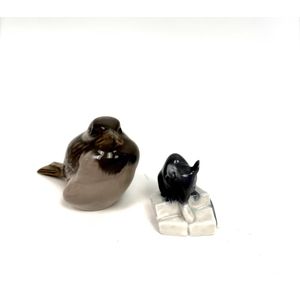 Two Royal Copenhagen porcelain figures of a mouse & bird,&hellip;