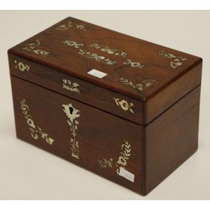 William IV / early Victorian rosewood tea caddy, inlaid with…