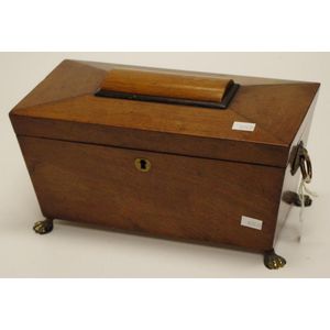 William IV honey mahogany & ebony tea caddy twin lids with bowl…