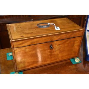 Georgian satinwood tea caddy, cross banded in rosewood,…