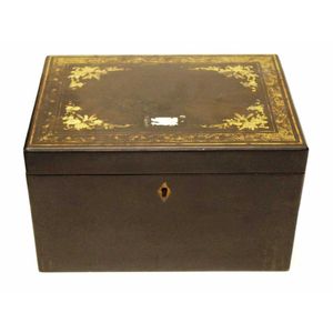 Antique chinoiserie lacquer tea caddy decorated lacquer case,…
