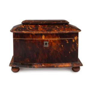 A fine Georgian tea caddy, tortoiseshell and ivory with silver…