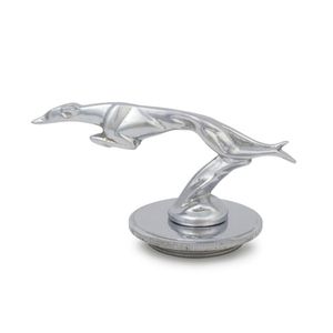 A chrome greyhound car mascot, circa 1930, 9 cm high, 16.5 cm…