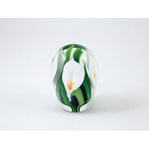 Peter Raos, conical form paperweight, calla lily pattern…