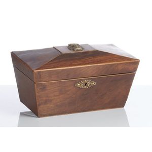 A William IV sarcophagus form mahogany tea caddy, circa 1830,…
