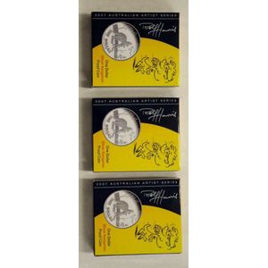 Three 2007 ram Australian $1 proof silver coins Australian…