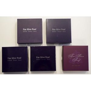 Five ram fine silver proof coin year sets 2003-2007