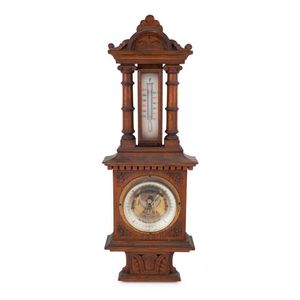 Carl Werner antique wall barometer in oak case, dial marked,…