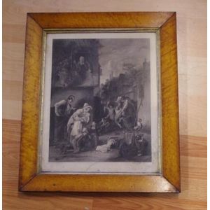 Antique birds eye maple frame, 56 cm x 46.5 cm, with antique…