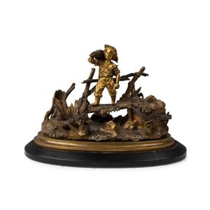 A Victorian gilt bronze figural inkstand, modelled as a boy…