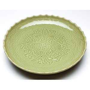 Chinese Longquan Celadon Censor with Geometric Design & Incised Rings Chinese Longquan Celadon Censor with Geometric Design & Incised Rings