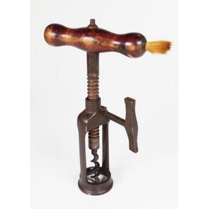 Victorian mechanical corkscrew wood handle with brush…