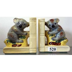 A pair of Australian Pottery koala bookends. Circa 1950. Height…