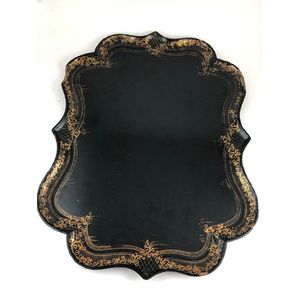 Victorian paper mache tray serpentine frame (faults)